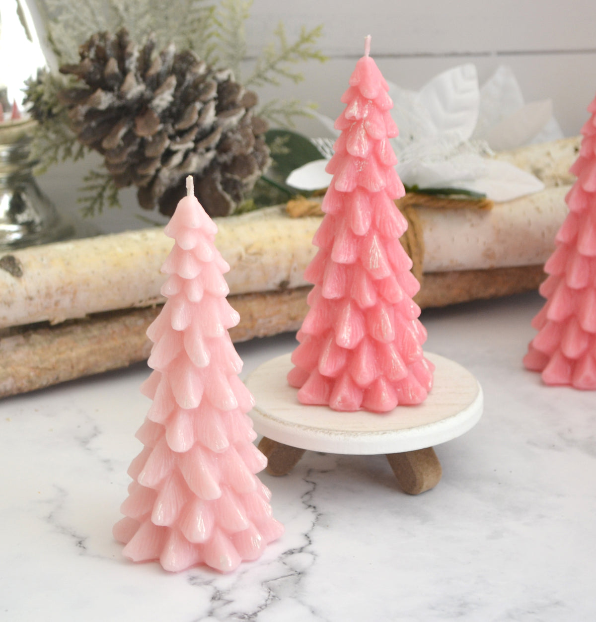 Pink Christmas Tree Candle