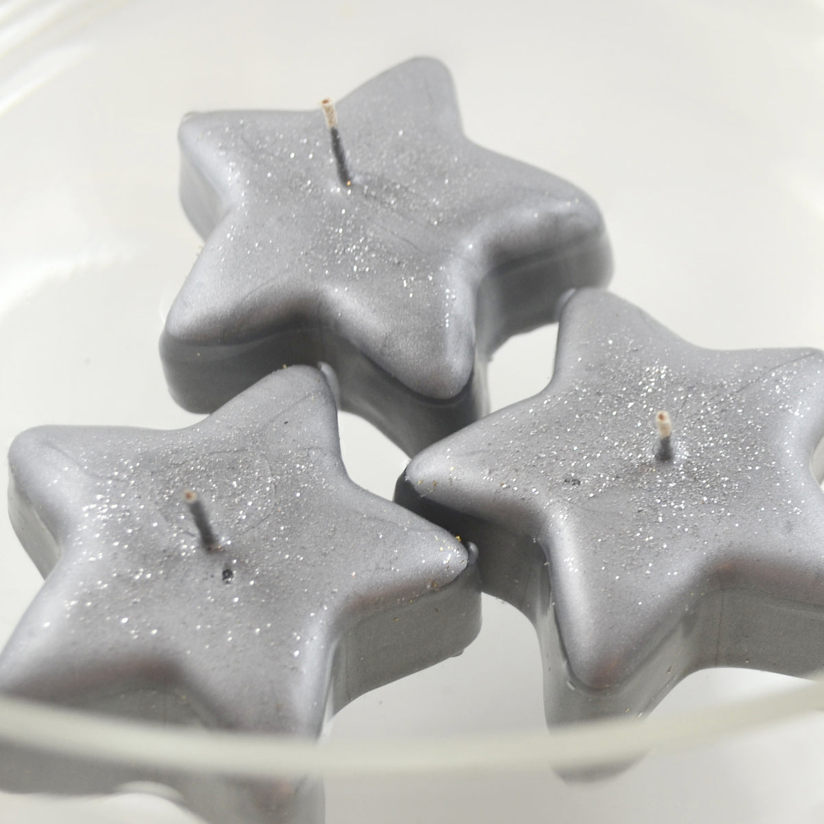 10 pk Small Silver Floating Star Candles