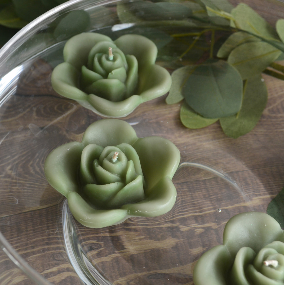 Pack of 10 ROSE FLOATING WEDDING CANDLES