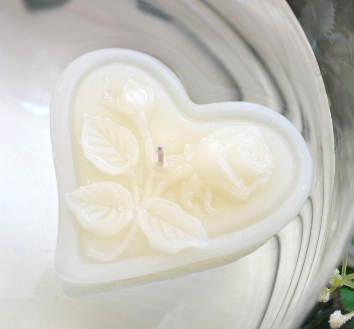 1 DOZEN HEART & ROSES FLOATING WEDDING CANDLES