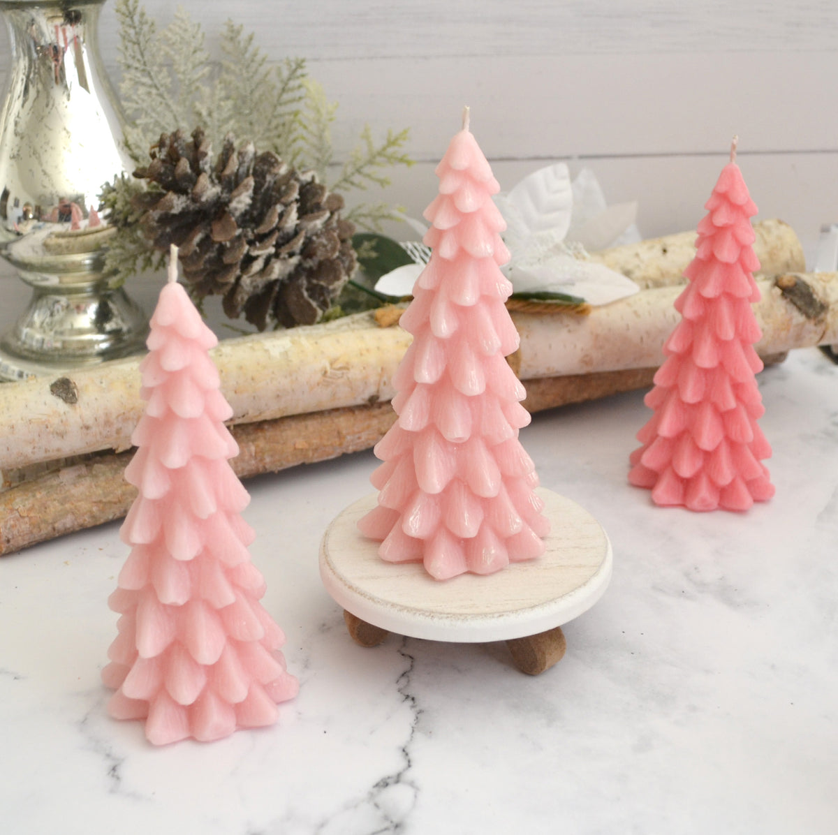Pink Christmas Tree Candle