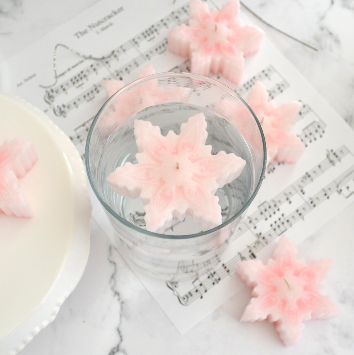 Pink Snowflake Candles