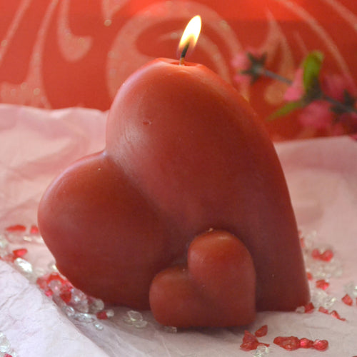 big red heart valentine heart candle