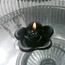Load image into Gallery viewer, black colored rose shaped floating candle for wedding reception centerpieces