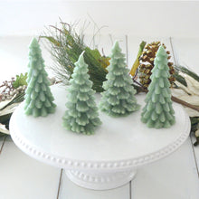 Load image into Gallery viewer, Set of 2 Green Christmas Tree Candles