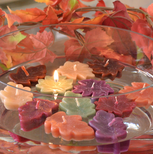12 pk Fall Leaf Floating Candles