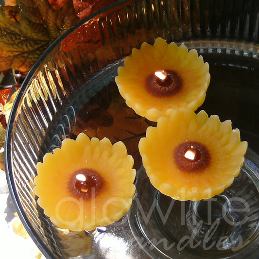 10 pack SUNFLOWER FLOATING CANDLES