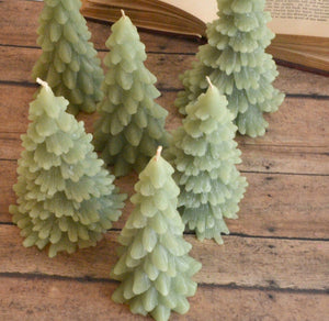 Set of 2 Green Christmas Tree Candles