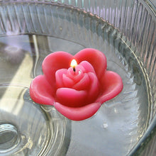 Load image into Gallery viewer, hot pink watermelon colored rose shaped floating candle for wedding reception centerpieces