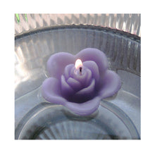 Load image into Gallery viewer, lavender light purple colored rose shaped floating candle for wedding reception centerpieces