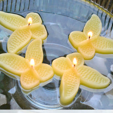 Load image into Gallery viewer, set of eight light yellow butterfly shaped floating wedding candles for reception centerpieces