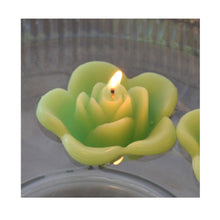 Load image into Gallery viewer, lime green colored rose shaped floating candle for wedding reception centerpieces