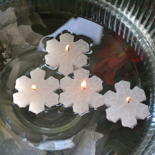 10 Pack Mini Snowflake Floating Candles