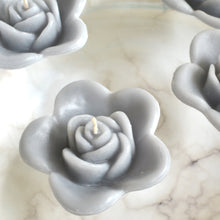 Load image into Gallery viewer, pewter gray grey colored rose shaped floating candle for wedding reception centerpieces