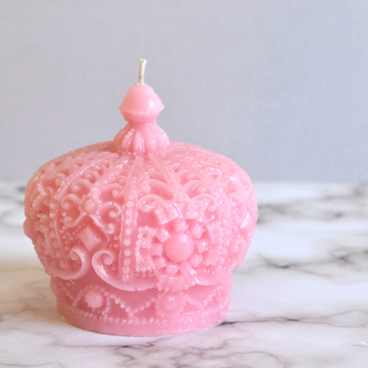 pink queen or king crown shaped candle