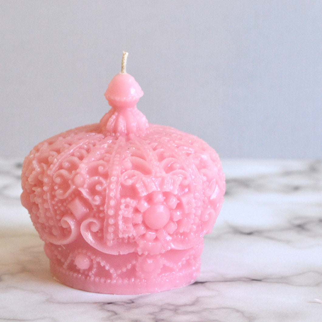 pink queen or king crown shaped candle