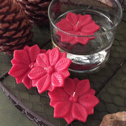 2 Pack Floating Poinsettia Candles