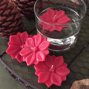 4 Pack Floating Poinsettia Candles