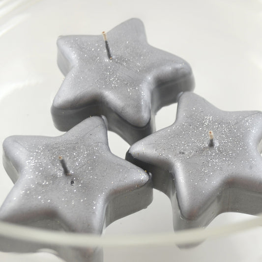 10 pk Small Silver Floating Star Candles