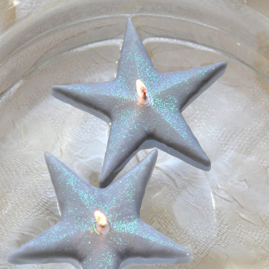 10 pack Large Silver Star Floating Candles