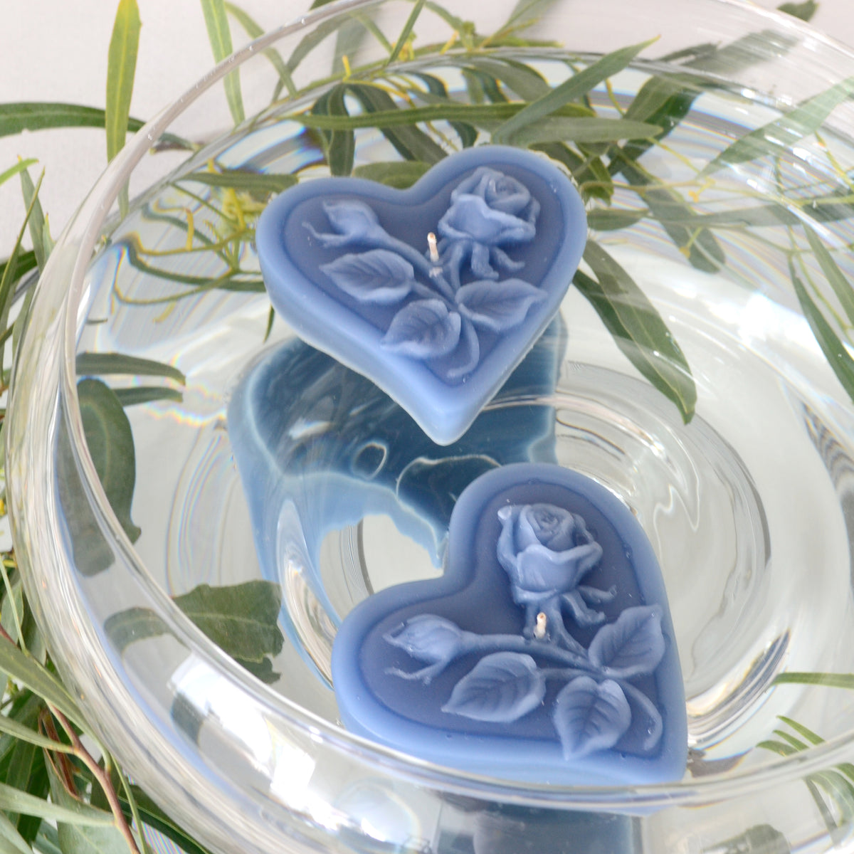 1 DOZEN HEART & ROSES FLOATING WEDDING CANDLES