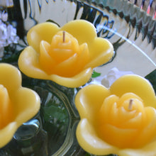 Load image into Gallery viewer, sun yellow colored rose shaped floating candle for wedding reception centerpieces