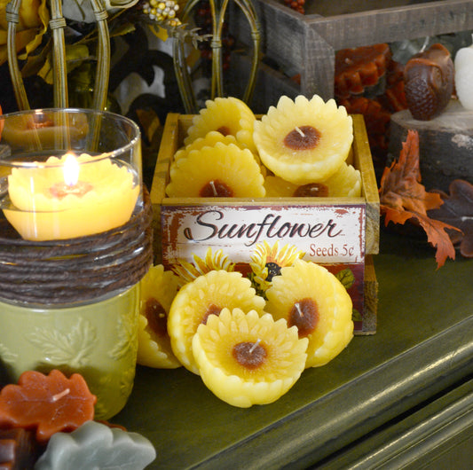 10 pack SUNFLOWER FLOATING CANDLES