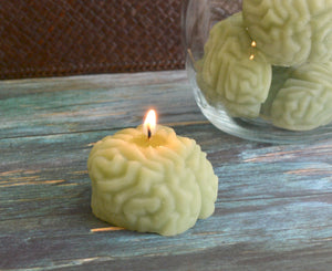 Zombie Brain Candles in a Jar.